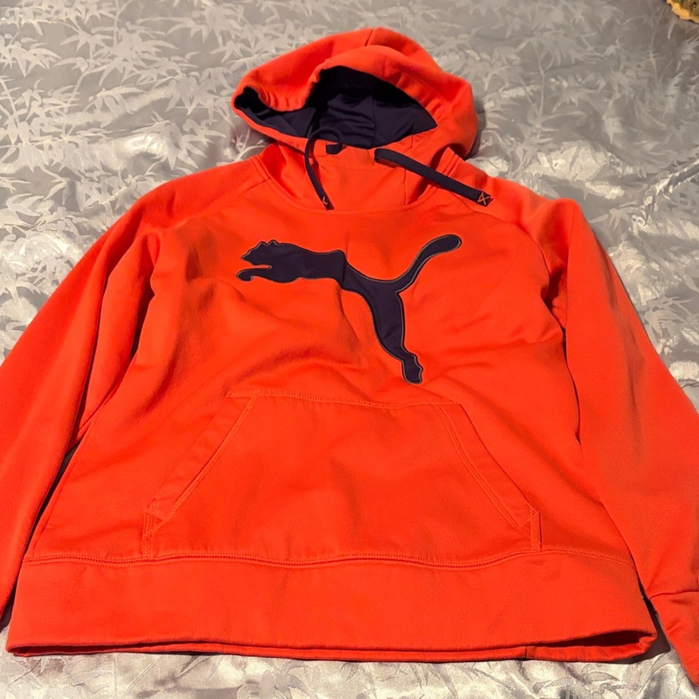 Puma Orange Hoodie with Navy Puma Logo
